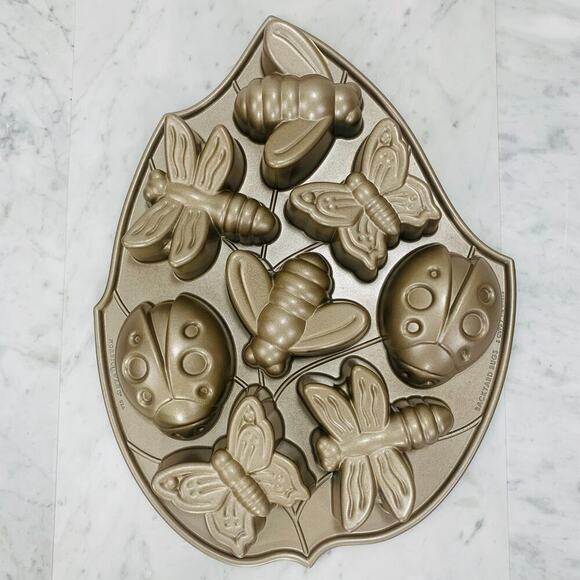 WILLIAMS-SONOMA Nordic Ware Backyard Cakelet Pan 5 Cups Gold Baking Mold USA NWT - Picture 7 of 10